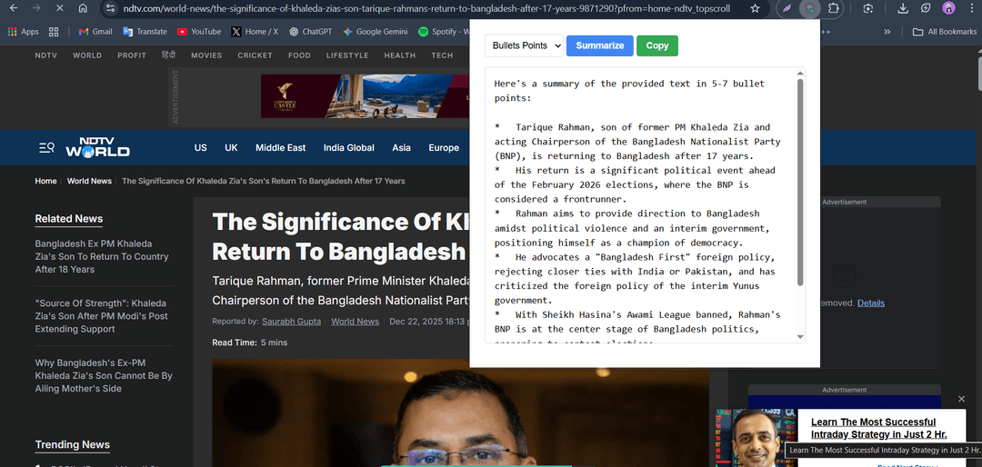 AI Article Summarizer – Chrome Extension